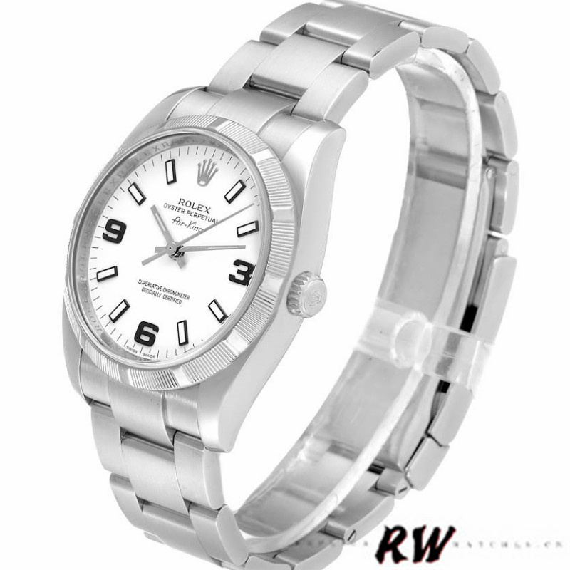 【Super Clone】Rolex Oyster Perpetual Air King 114210 White Dial 34mm Unisex replica watch