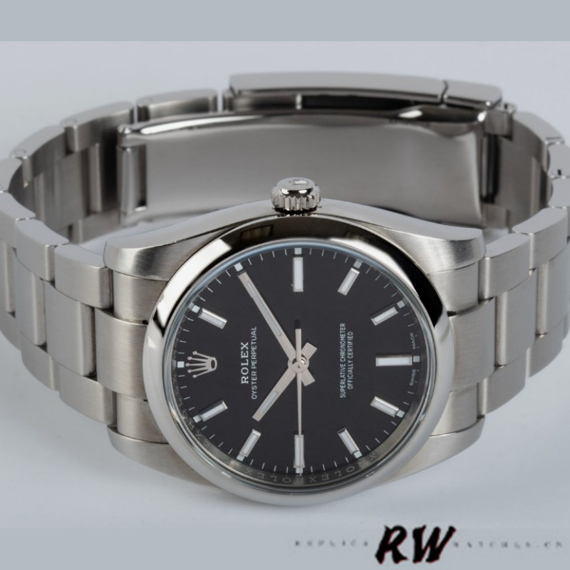 【Super Clone】Rolex Oyster Perpetual Air-King 114200 Black Index Dial 34mm Unisex Replica watch
