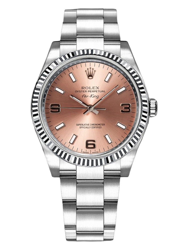 【Super Clone】Rolex Oyster Perpetual Air-King 114234 Pink Dial 34mm Unisex Replica Watch