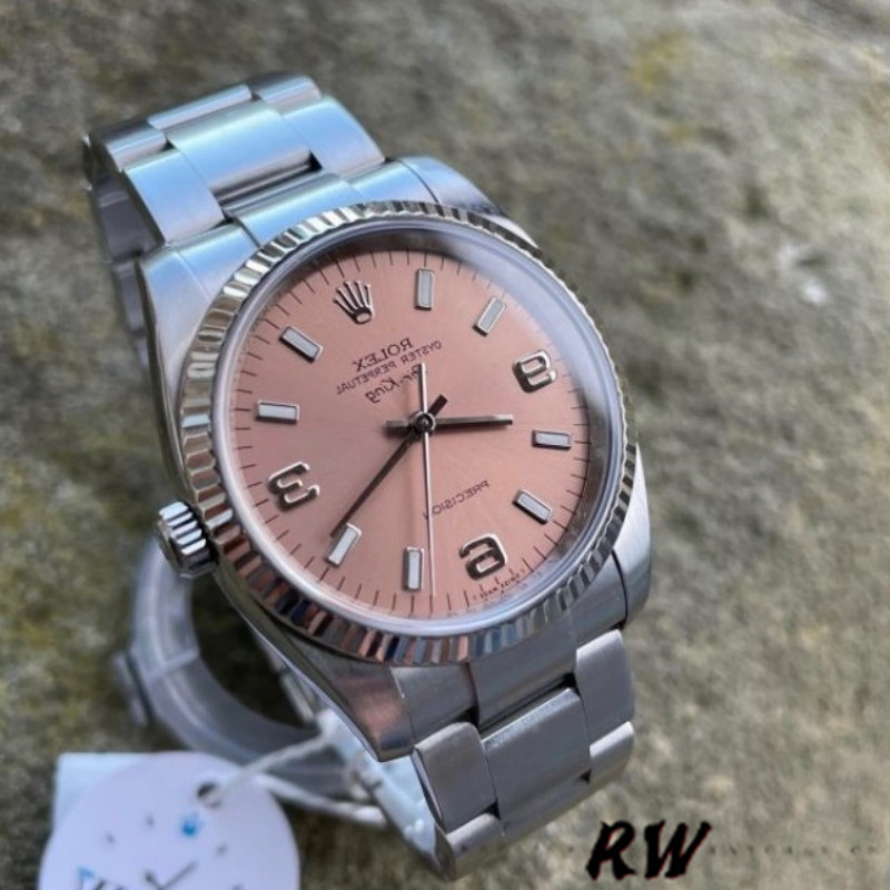 【Super Clone】Rolex Oyster Perpetual Air-King 114234 Pink Dial 34mm Unisex Replica Watch
