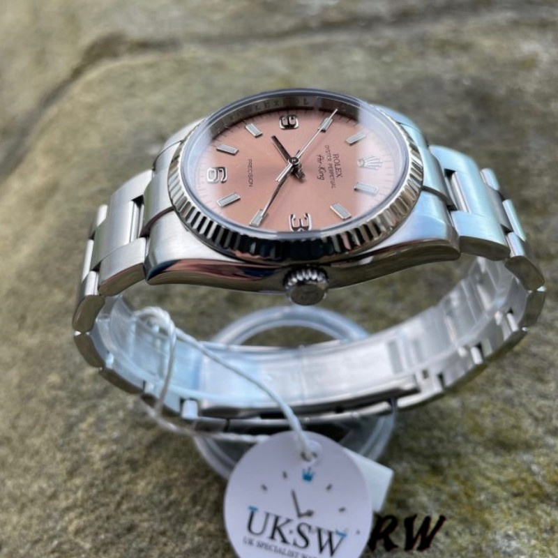 【Super Clone】Rolex Oyster Perpetual Air-King 114234 Pink Dial 34mm Unisex Replica Watch