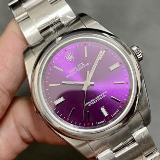 【Super Clone】Rolex Oyster Perpetual Air-King 114200 Grape Red Index Dial 34mm Unisex Replica watch