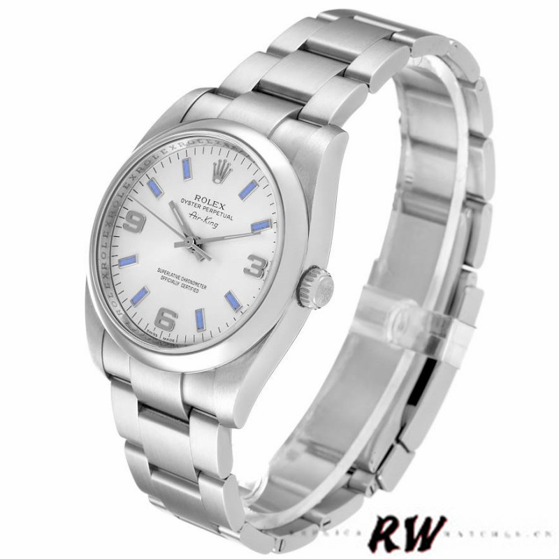 【Super Clone】Rolex Oyster Perpetual Air-King 114200 Silver Dial 34mm Unisex Replica watch