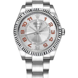 【Super Clone】Rolex Oyster Perpetual Air-King 114234 Silver Orange Arabic Dial 34mm Unisex Replica Watch