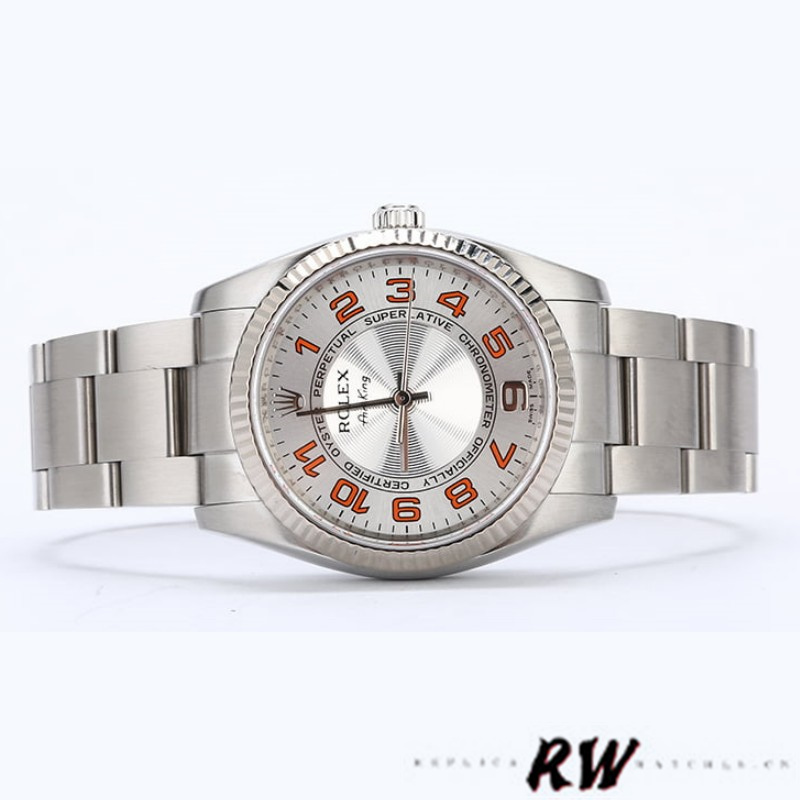 【Super Clone】Rolex Oyster Perpetual Air-King 114234 Silver Orange Arabic Dial 34mm Unisex Replica Watch