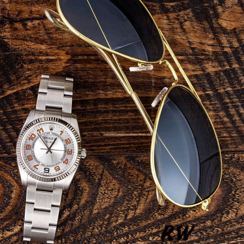 【Super Clone】Rolex Oyster Perpetual Air-King 114234 Silver Orange Arabic Dial 34mm Unisex Replica Watch