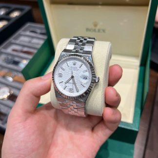 【Super Clone】RLX Land-Dweller 127334-0001 White Honeycomb Dial White Rolesor Jubilee Bracelet 40mm