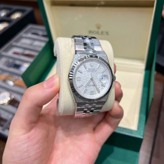 【Super Clone】RLX Land-Dweller 127334-0001 White Honeycomb Dial White Rolesor Jubilee Bracelet 40mm