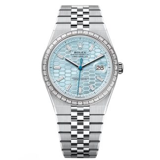【Super Clone】RLX Land-Dweller 127386TBR-0001 Blue Honeycomb Dial Diamond Platinum Jubilee Bracelet 40mm