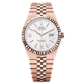 【Super Clone】RLX Land-Dweller 127335-0001 White Honeycomb Dial Everose Jubilee Bracelet 40mm