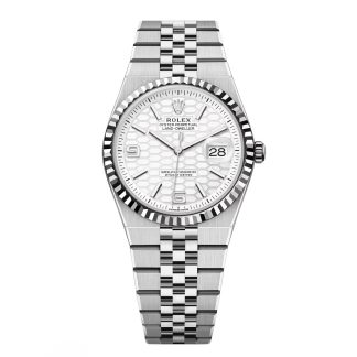 【Super Clone】RLX Land-Dweller 127234-0001 White Honeycomb Dial White Rolesor Jubilee Bracelet 36mm