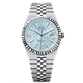 【Super Clone】RLX Land-Dweller 127336-0001 Blue Honeycomb Dial Platinum Jubilee Bracelet 40mm