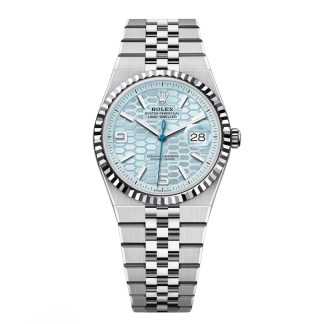 【Super Clone】RLX Land-Dweller 127236-0001 Blue Honeycomb Dial Platinum Jubilee Bracelet 36mm
