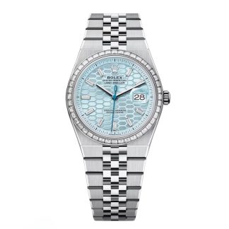【Super Clone】RLX Land-Dweller 127286TBR-0001 Blue Honeycomb Dial Diamond Platinum Jubilee Bracelet 36mm