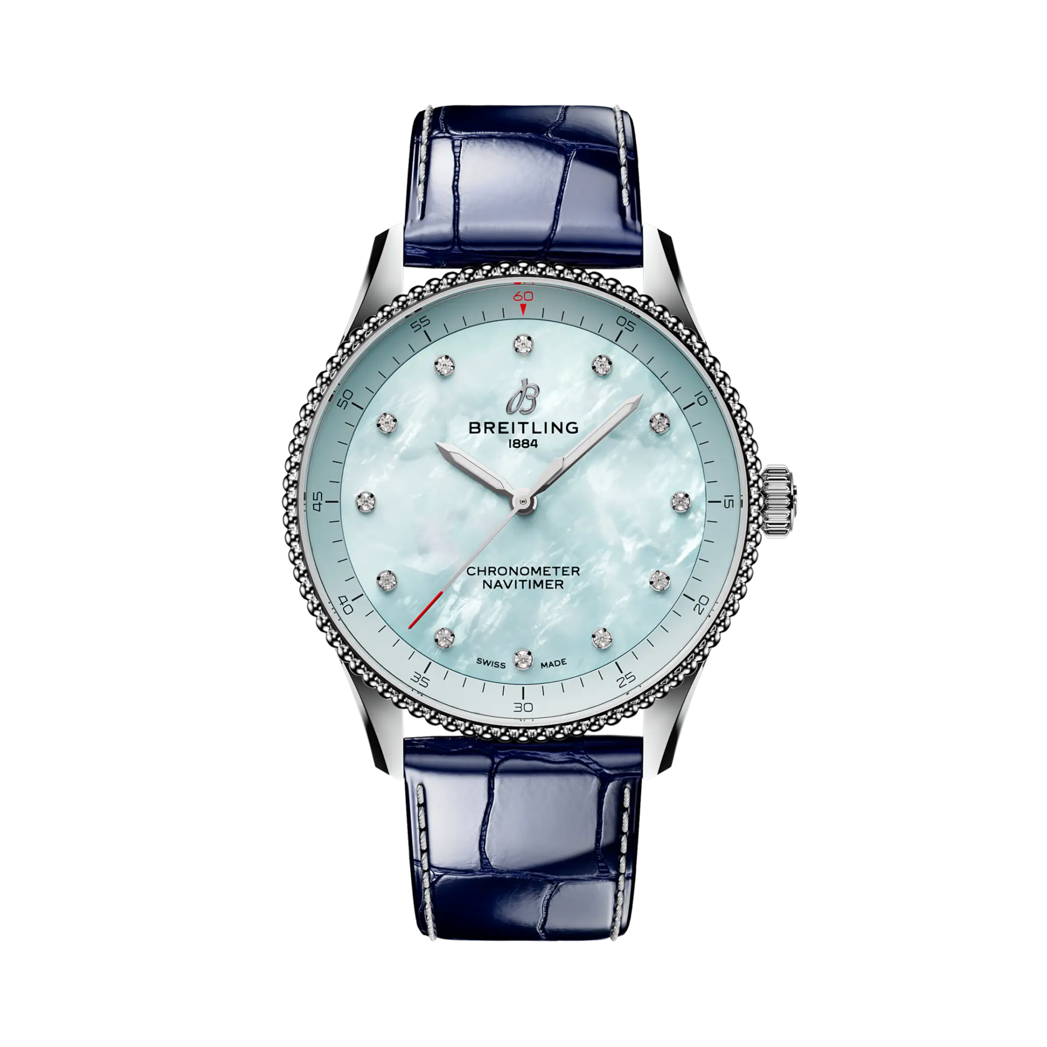 【Super Clone】Breitling Navitimer 32mm Ladies Watch Blue Mother Of Pearl Alligator A77320171C1P1
