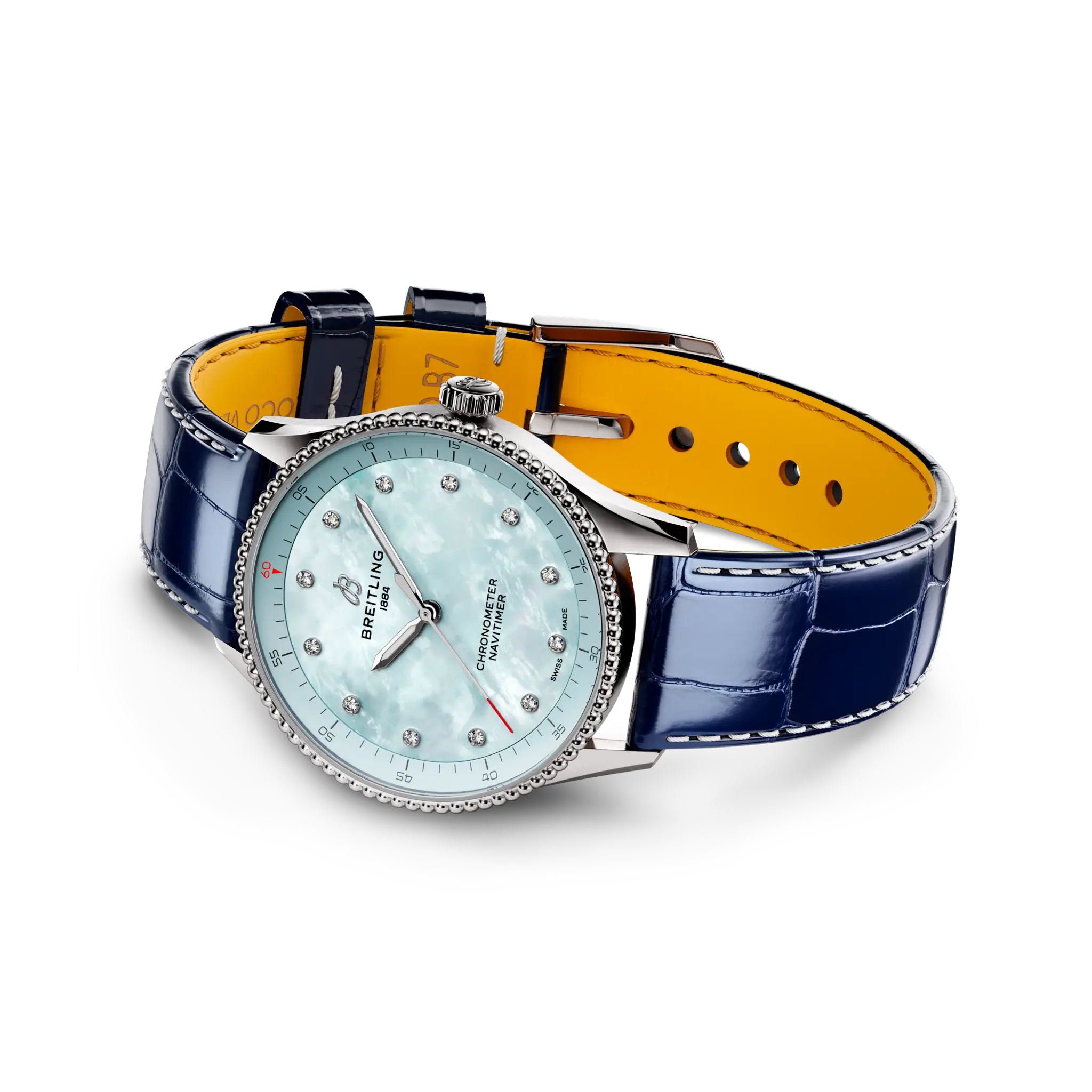 【Super Clone】Breitling Navitimer 32mm Ladies Watch Blue Mother Of Pearl Alligator A77320171C1P1