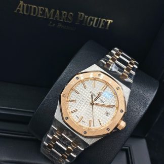 【Super Clone】Audemars Piguet Royal Oak Selfwinding Silver dial, 37mm, Steel and 18k Rose gold,
