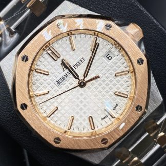 【Super Clone】Audemars Piguet Royal Oak Selfwinding Silver dial, 37mm, Steel and 18k Rose gold,