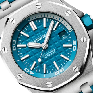 【Super Clone】Audemars Piguet Offshore Diver Turquoise Blue Dial 42mm 15710ST.OO.A032CA.01