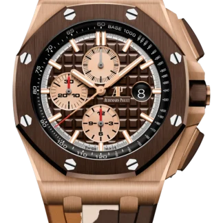 【Super Clone】A&P OFFSHORE Pink Gold Brown Camouflage Dial CHRONOGRAPH 44mm 26401RO.OO.A087CA.01