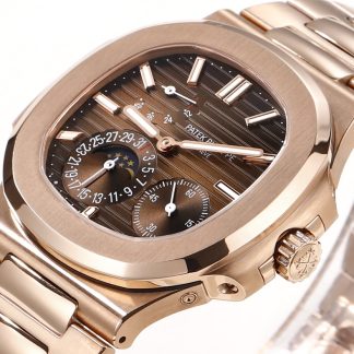 【Super Clone】Patek Philippe Nautilus Moon Phase Rose Gold Brown Sunburst 5712 1R 001 40MM