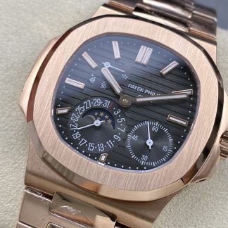 【Super Clone】Patek Philippe Nautilus Moon Phase Rose Gold Black Dial 5712 1R 001 40MM
