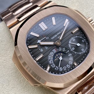 【Super Clone】Patek Philippe Nautilus Moon Phase Rose Gold Black Dial 5712 1R 001 40MM