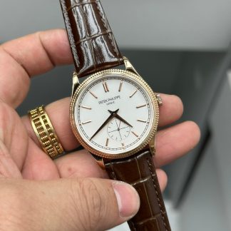 【Super Clone】Patek Philippe Calatrava Small Seconds White Dial Leather Strap 6119R 001 Watch