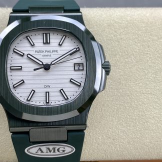 【Super Clone】Patek Philippe Nautilus Green Rubber White Dial 5711 40MM Watch
