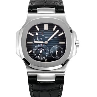 【Super Clone】Patek Philippe Nautilus Moon Phases Rose & White Gold Slate Blue Sunburst 5712GR 001