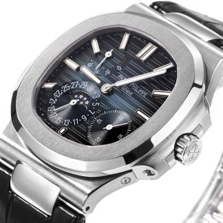 【Super Clone】Patek Philippe Nautilus Moon Phases Rose & White Gold Slate Blue Sunburst 5712GR 001