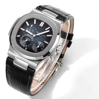 【Super Clone】Patek Philippe Nautilus Moon Phases Rose & White Gold Slate Blue Sunburst 5712GR 001