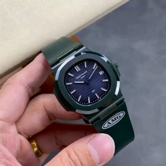 【Super Clone】Patek Philippe Nautilus Green Rubber Blue Dial 5711 40MM Watch