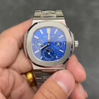 【Super Clone】Patek Philippe Nautilus Perpetual Calendar White Gold Blue Dial 5740 1G 001 40mm