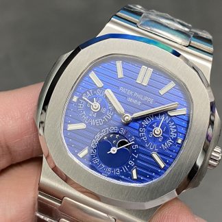 【Super Clone】Patek Philippe Nautilus Perpetual Calendar White Gold Blue Dial 5740 1G 001 40mm