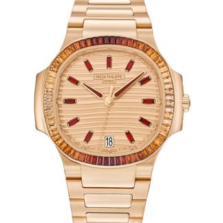 【Super Clone】Patek Philippe Nautilus Ladies Rose Gold Gemset Bezel 7118 1300R 001