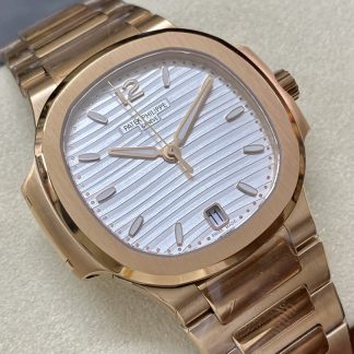 【Super Clone】Patek Philippe Nautilus Ladies Rose Gold & Yellow Gold Silver Dial 7118 1R 001 35.2mm