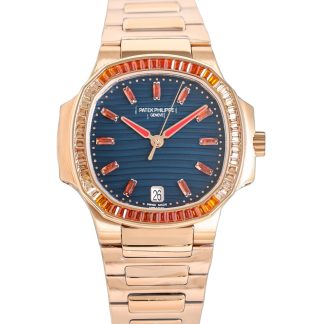 【Super Clone】Patek Philippe Nautilus Ladies Rose Gold Blue Dial 7118 35.2mm
