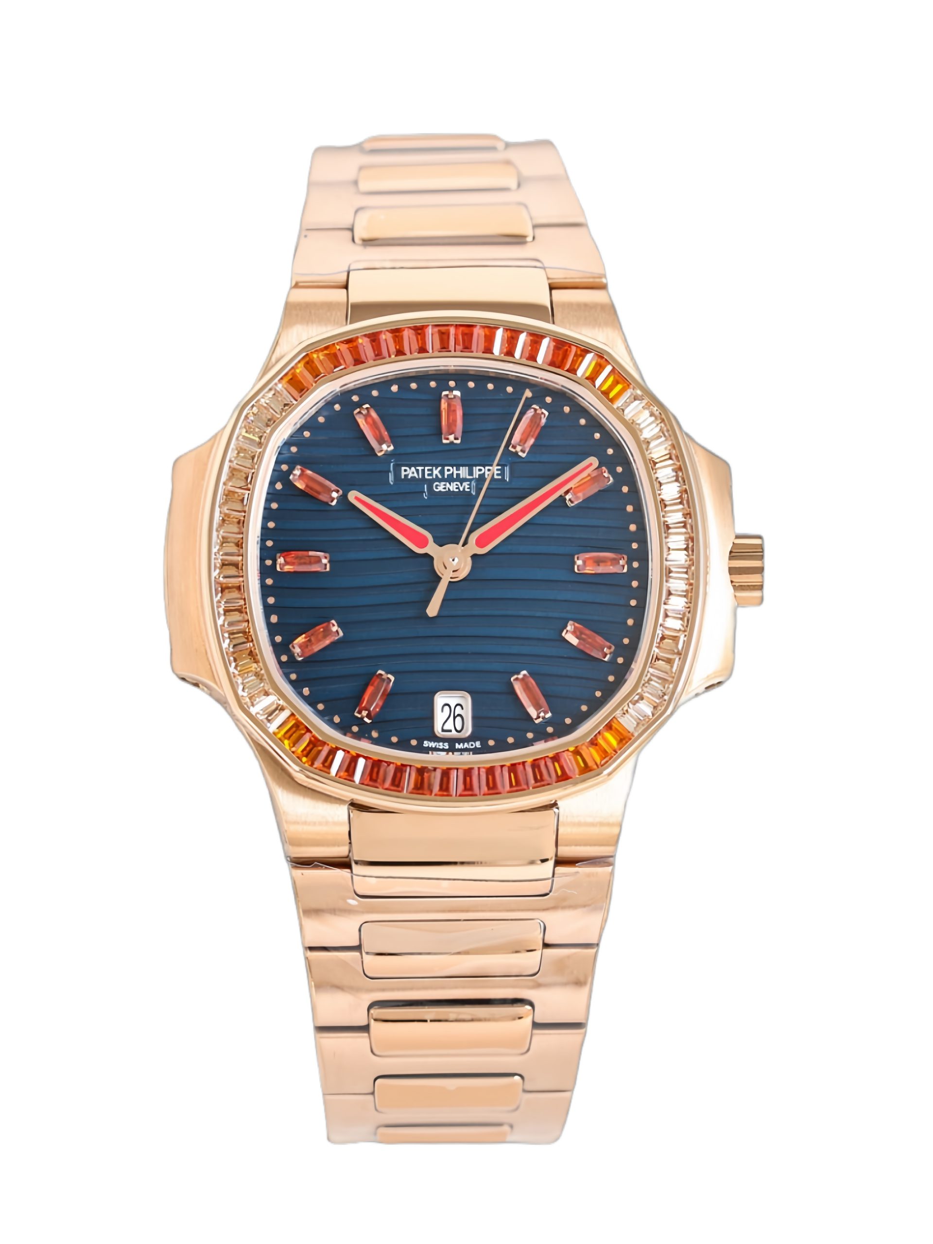 【Super Clone】Patek Philippe Nautilus Ladies Rose Gold Blue Dial 7118 35.2mm