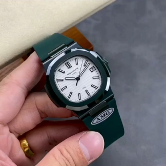 【Super Clone】Patek Philippe Nautilus Green Rubber White Dial 5711 40MM Watch