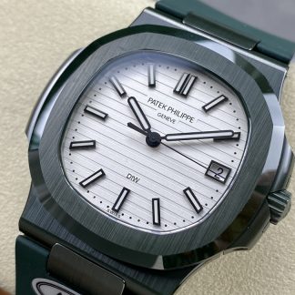 【Super Clone】Patek Philippe Nautilus Green Rubber White Dial 5711 40MM Watch