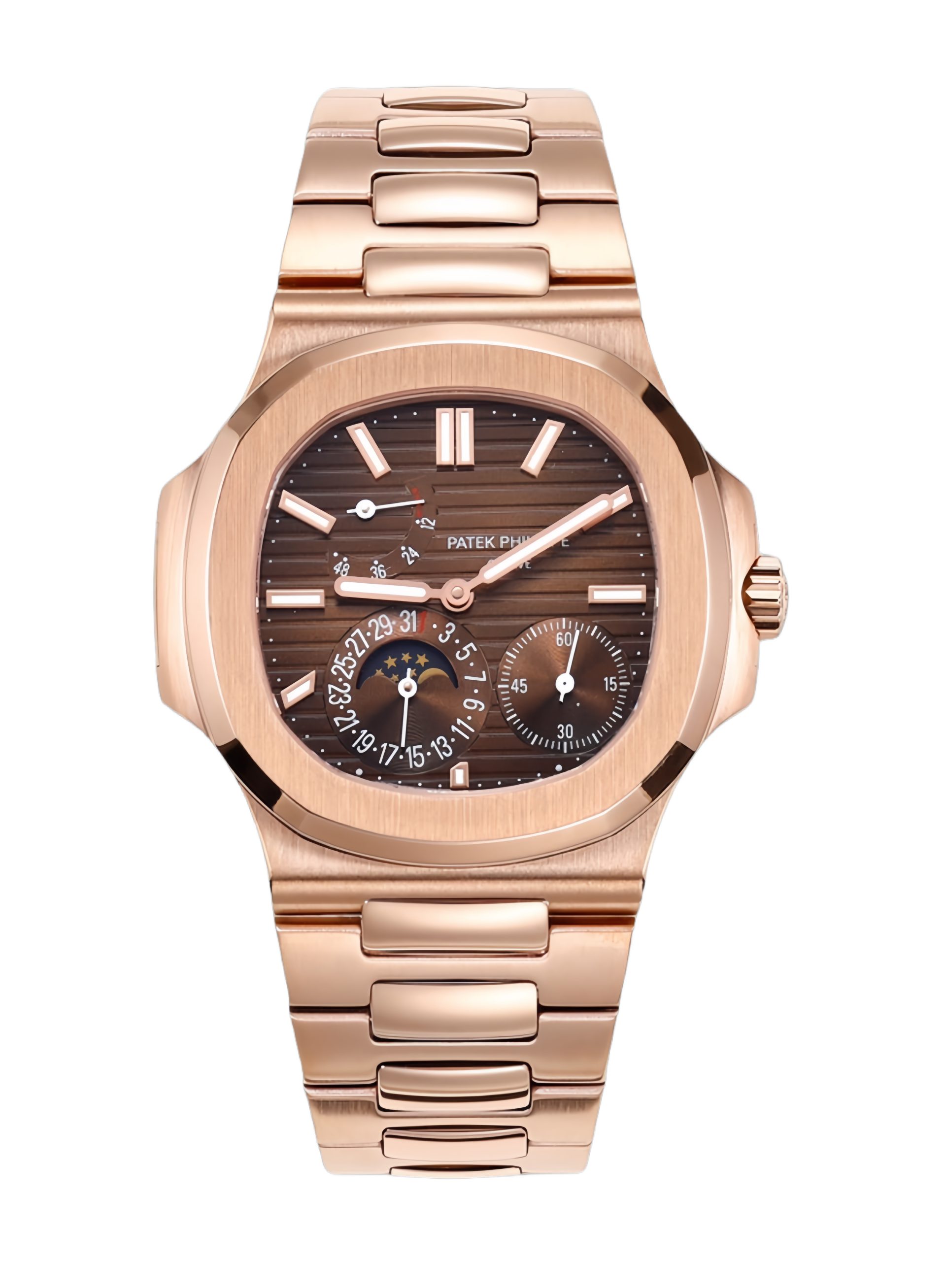 【Super Clone】Patek Philippe Nautilus Moon Phase Rose Gold Brown Sunburst 5712 1R 001 40MM