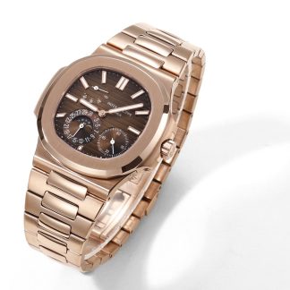 【Super Clone】Patek Philippe Nautilus Moon Phase Rose Gold Brown Sunburst 5712 1R 001 40MM