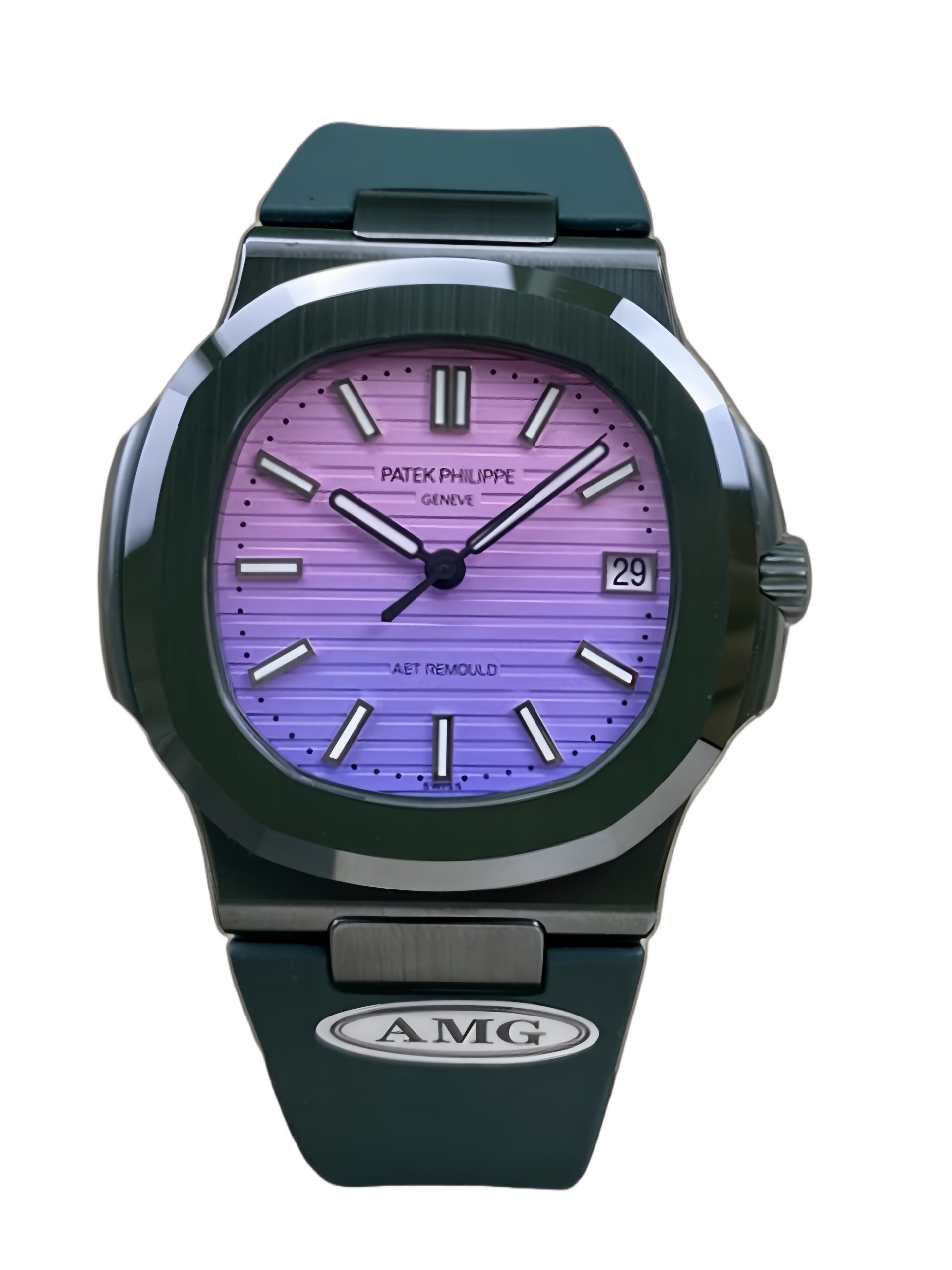 【Super Clone】Patek Philippe Nautilus Green Rubber Purple Dial 5711 40MM Watch