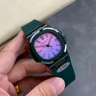 【Super Clone】Patek Philippe Nautilus Green Rubber Purple Dial 5711 40MM Watch