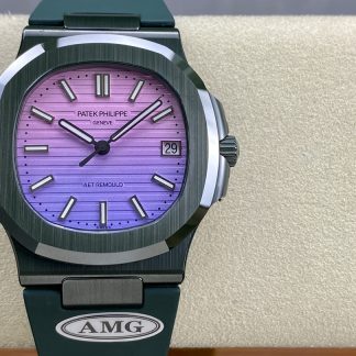 【Super Clone】Patek Philippe Nautilus Green Rubber Purple Dial 5711 40MM Watch