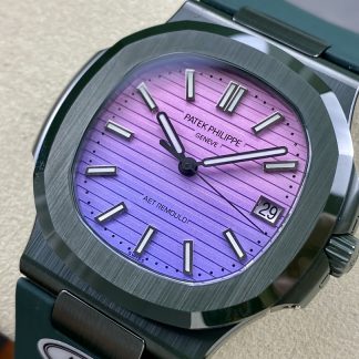 【Super Clone】Patek Philippe Nautilus Green Rubber Purple Dial 5711 40MM Watch