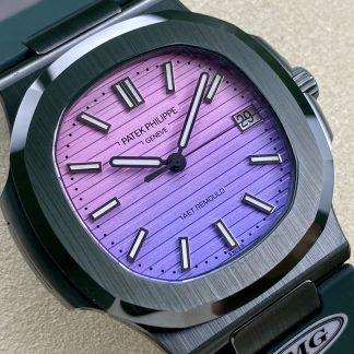 【Super Clone】Patek Philippe Nautilus Green Rubber Purple Dial 5711 40MM Watch