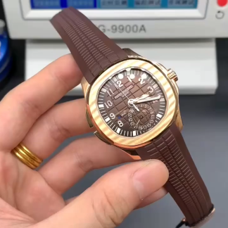 【Super Clone】Replica Patek Philippe Aquanaut 5164R 001 Travel Time Rose Gold Mens Watch