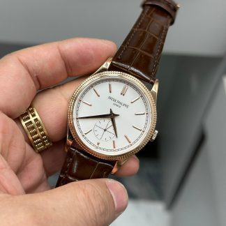 【Super Clone】Patek Philippe Calatrava Small Seconds White Dial Leather Strap 6119R 001 Watch